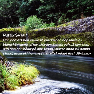 Picture 02 - Rut 2:7 SV1917 - Hon bad att hon skulle få plocka och hopsamla ax - Bible Verse Picture