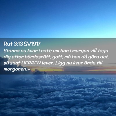 Picture 02 - Rut 3:13 SV1917 - Stanna nu kvar i natt; om han i morgon vill taga - Bible Verse Picture