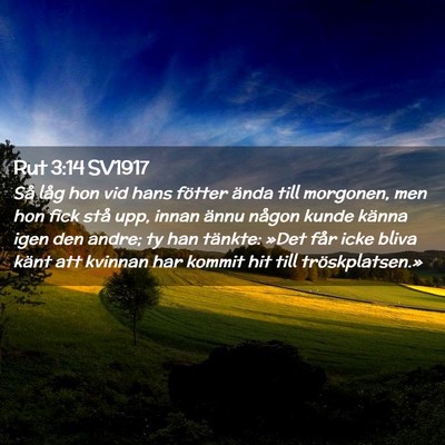 Picture 02 - Rut 3:14 SV1917 - Så låg hon vid hans fötter ända till - Bible Verse Picture