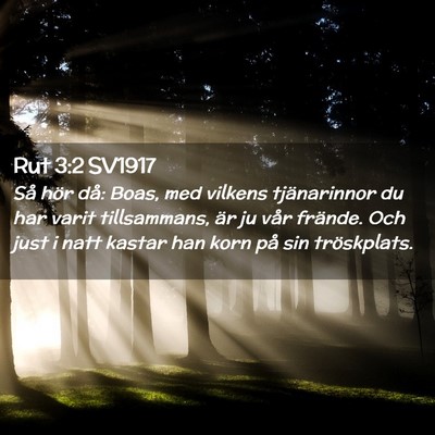 Picture 02 - Rut 3:2 SV1917 - Så hör då: Boas, med vilkens tjänarinnor du - Bible Verse Picture