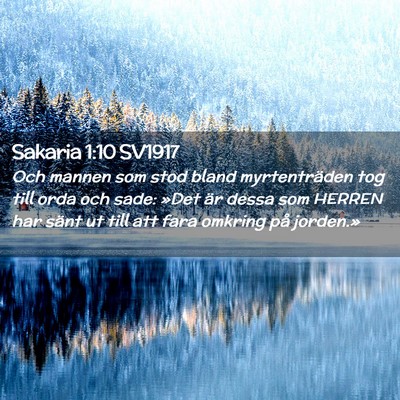 Picture 02 - Sakaria 1:10 SV1917 - Och mannen som stod bland myrtenträden tog till - Bible Verse Picture