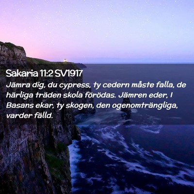 Picture 02 - Sakaria 11:2 SV1917 - Jämra dig, du cypress, ty cedern måste falla, - Bible Verse Picture
