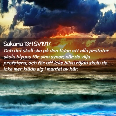Picture 02 - Sakaria 13:4 SV1917 - Och det skall ske på den tiden att alla profeter - Bible Verse Picture