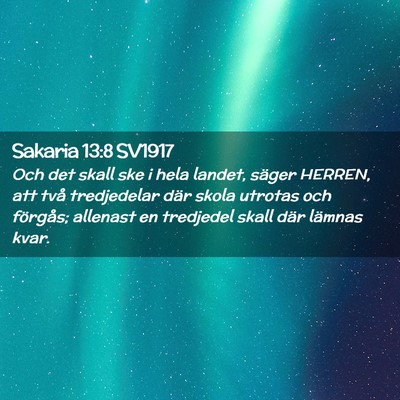 Picture 02 - Sakaria 13:8 SV1917 - Och det skall ske i hela landet, säger HERREN, - Bible Verse Picture