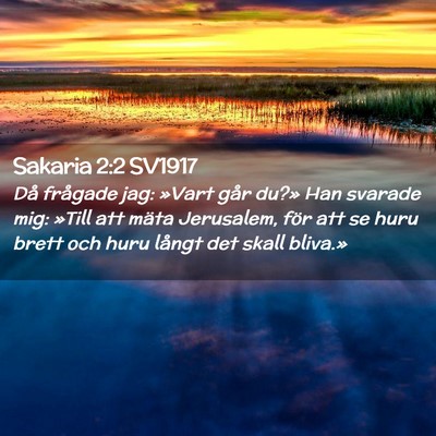 Picture 02 - Sakaria 2:2 SV1917 - Då frågade jag: »Vart går du?» Han svarade - Bible Verse Picture