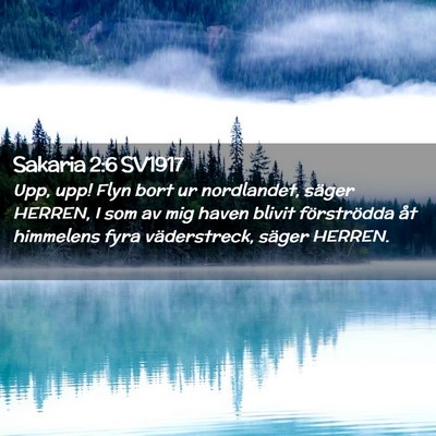 Picture 02 - Sakaria 2:6 SV1917 - Upp, upp! Flyn bort ur nordlandet, säger HERREN, - Bible Verse Picture
