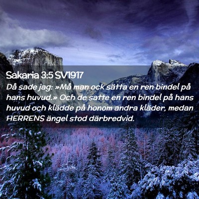 Picture 02 - Sakaria 3:5 SV1917 - Då sade jag: »Må man ock sätta en ren bindel - Bible Verse Picture
