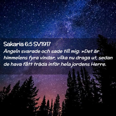 Picture 02 - Sakaria 6:5 SV1917 - Ängeln svarade och sade till mig: »Det är - Bible Verse Picture
