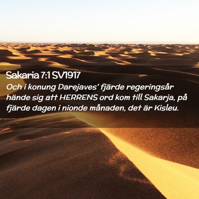 Picture 02 - Sakaria 7:1 SV1917 - Och i konung Darejaves' fjärde regeringsår - Bible Verse Picture