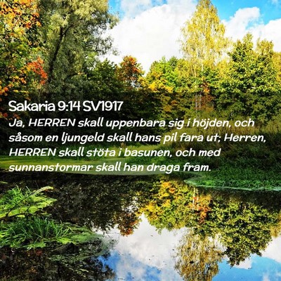 Picture 02 - Sakaria 9:14 SV1917 - Ja, HERREN skall uppenbara sig i höjden, och - Bible Verse Picture