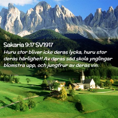 Picture 02 - Sakaria 9:17 SV1917 - Huru stor bliver icke deras lycka, huru stor - Bible Verse Picture