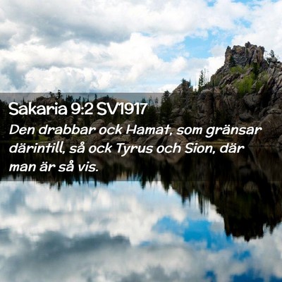 Picture 02 - Sakaria 9:2 SV1917 - Den drabbar ock Hamat, som gränsar därintill, - Bible Verse Picture