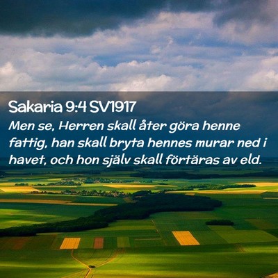 Picture 02 - Sakaria 9:4 SV1917 - Men se, Herren skall åter göra henne fattig, - Bible Verse Picture
