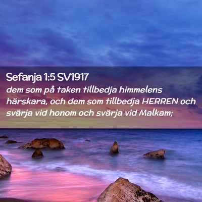 Picture 02 - Sefanja 1:5 SV1917 - dem som på taken tillbedja himmelens härskara, - Bible Verse Picture