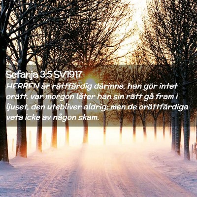 Picture 02 - Sefanja 3:5 SV1917 - HERREN är rättfärdig därinne, han gör intet - Bible Verse Picture