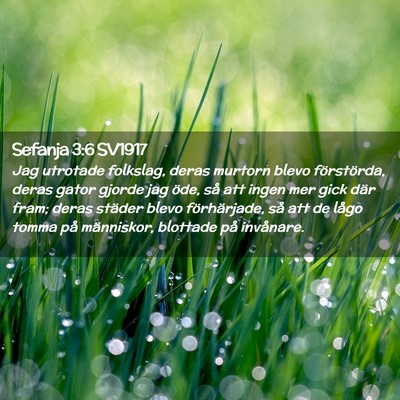 Picture 02 - Sefanja 3:6 SV1917 - Jag utrotade folkslag, deras murtorn blevo - Bible Verse Picture