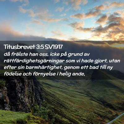 Picture 02 - Titusbrevet 3:5 SV1917 - då frälste han oss, icke på grund av - Bible Verse Picture