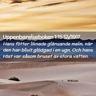 Picture 02 - Uppenbarelseboken 1:15 SV1917 - Hans fötter liknade glänsande malm, när den - Bible Verse Picture