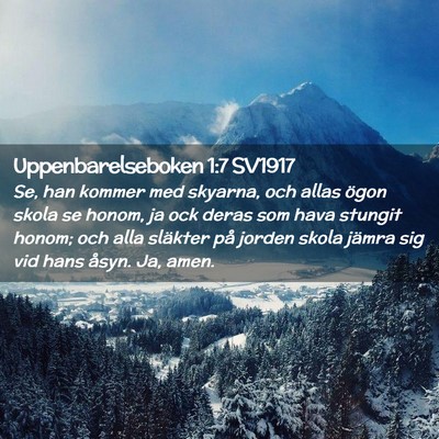 Picture 02 - Uppenbarelseboken 1:7 SV1917 - Se, han kommer med skyarna, och allas ögon skola - Bible Verse Picture