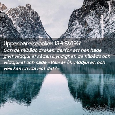 Picture 02 - Uppenbarelseboken 13:4 SV1917 - Och de tillbådo draken, därför att han hade - Bible Verse Picture
