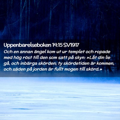 Picture 02 - Uppenbarelseboken 14:15 SV1917 - Och en annan ängel kom ut ur templet och ropade - Bible Verse Picture