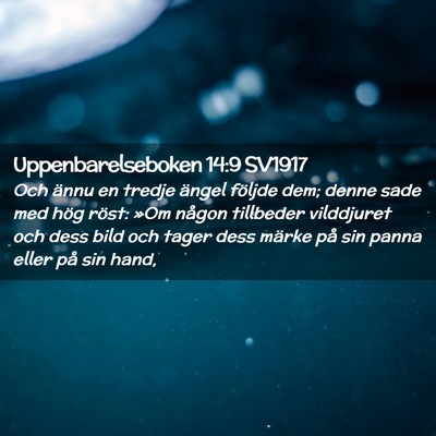 Picture 02 - Uppenbarelseboken 14:9 SV1917 - Och ännu en tredje ängel följde dem; denne - Bible Verse Picture