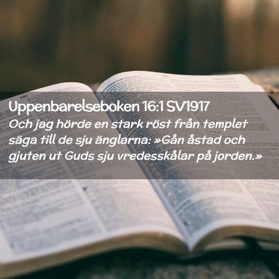 Picture 02 - Uppenbarelseboken 16:1 SV1917 - Och jag hörde en stark röst från templet säga - Bible Verse Picture