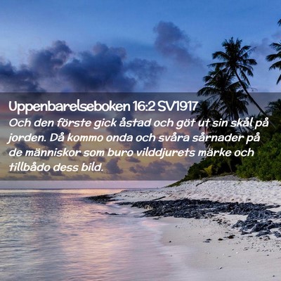 Picture 02 - Uppenbarelseboken 16:2 SV1917 - Och den förste gick åstad och göt ut sin skål - Bible Verse Picture