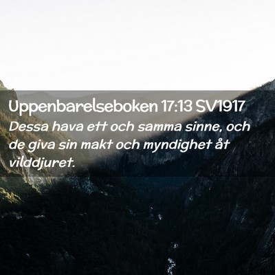 Picture 02 - Uppenbarelseboken 17:13 SV1917 - Dessa hava ett och samma sinne, och de giva sin - Bible Verse Picture