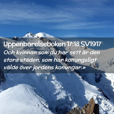 Picture 02 - Uppenbarelseboken 17:18 SV1917 - Och kvinnan som du har sett är den stora staden, - Bible Verse Picture
