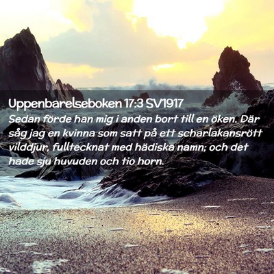 Picture 02 - Uppenbarelseboken 17:3 SV1917 - Sedan förde han mig i anden bort till en öken. - Bible Verse Picture