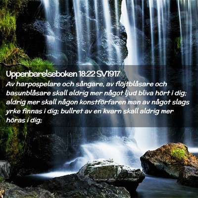 Picture 02 - Uppenbarelseboken 18:22 SV1917 - Av harpospelare och sångare, av flöjtblåsare - Bible Verse Picture