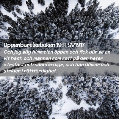 Picture 02 - Uppenbarelseboken 19:11 SV1917 - Och jag såg himmelen öppen och fick där se en - Bible Verse Picture