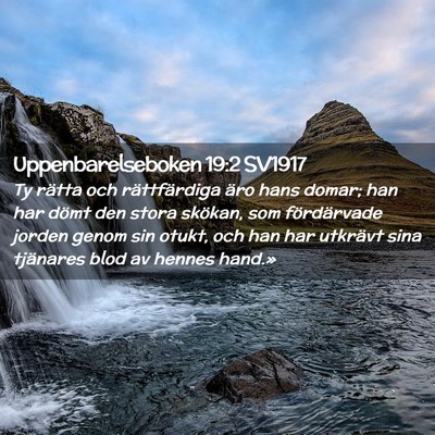 Picture 02 - Uppenbarelseboken 19:2 SV1917 - Ty rätta och rättfärdiga äro hans domar; han - Bible Verse Picture