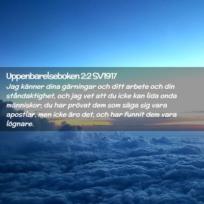 Picture 02 - Uppenbarelseboken 2:2 SV1917 - Jag känner dina gärningar och ditt arbete och - Bible Verse Picture