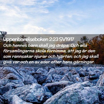 Picture 02 - Uppenbarelseboken 2:23 SV1917 - Och hennes barn skall jag dräpa. Och alla - Bible Verse Picture