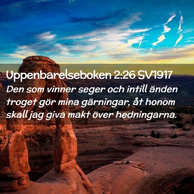 Picture 02 - Uppenbarelseboken 2:26 SV1917 - Den som vinner seger och intill änden troget - Bible Verse Picture