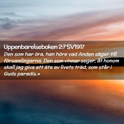 Picture 02 - Uppenbarelseboken 2:7 SV1917 - Den som har öra, han höre vad Anden säger till - Bible Verse Picture