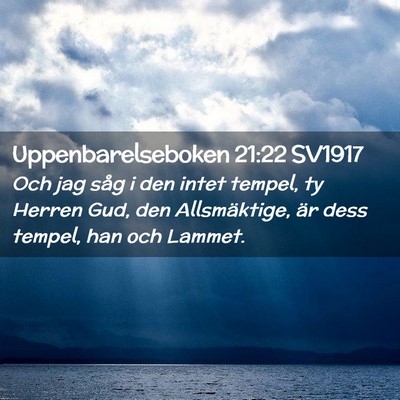 Picture 02 - Uppenbarelseboken 21:22 SV1917 - Och jag såg i den intet tempel, ty Herren Gud, - Bible Verse Picture
