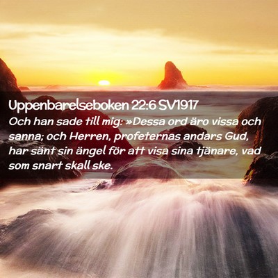 Picture 02 - Uppenbarelseboken 22:6 SV1917 - Och han sade till mig: »Dessa ord äro vissa och - Bible Verse Picture