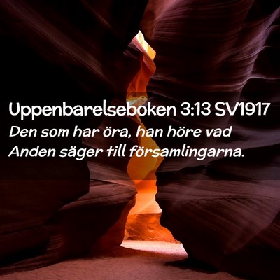 Picture 02 - Uppenbarelseboken 3:13 SV1917 - Den som har öra, han höre vad Anden säger till - Bible Verse Picture