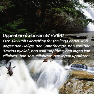 Picture 02 - Uppenbarelseboken 3:7 SV1917 - Och skriv till Filadelfias församlings ängel: - Bible Verse Picture