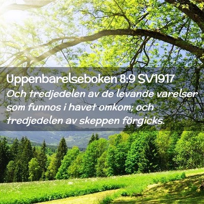 Picture 02 - Uppenbarelseboken 8:9 SV1917 - Och tredjedelen av de levande varelser som funnos - Bible Verse Picture