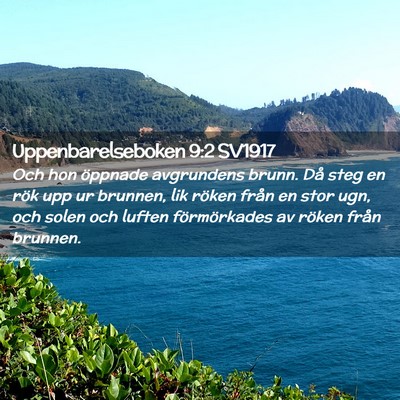 Picture 02 - Uppenbarelseboken 9:2 SV1917 - Och hon öppnade avgrundens brunn. Då steg en - Bible Verse Picture