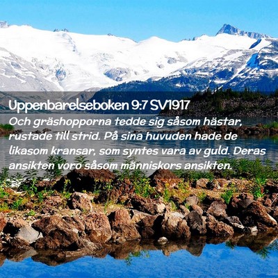 Picture 02 - Uppenbarelseboken 9:7 SV1917 - Och gräshopporna tedde sig såsom hästar, - Bible Verse Picture