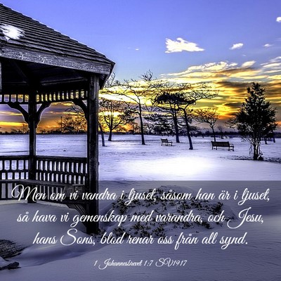Picture 03 - 1 Johannesbrevet 1:7 SV1917 - Men om vi vandra i ljuset, såsom han är i - Bible Verse Picture