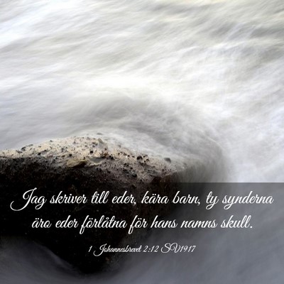 Picture 03 - 1 Johannesbrevet 2:12 SV1917 - Jag skriver till eder, kära barn, ty synderna - Bible Verse Picture