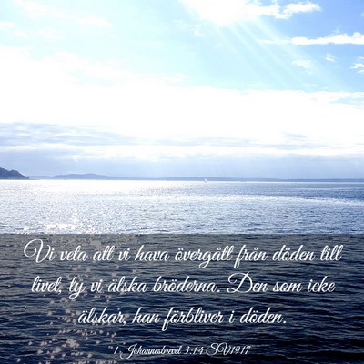 Picture 03 - 1 Johannesbrevet 3:14 SV1917 - Vi veta att vi hava övergått från döden till - Bible Verse Picture