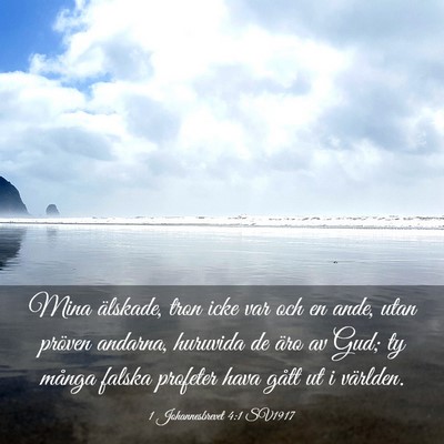 Picture 03 - 1 Johannesbrevet 4:1 SV1917 - Mina älskade, tron icke var och en ande, utan - Bible Verse Picture