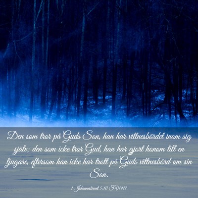 Picture 03 - 1 Johannesbrevet 5:10 SV1917 - Den som tror på Guds Son, han har vittnesbördet - Bible Verse Picture